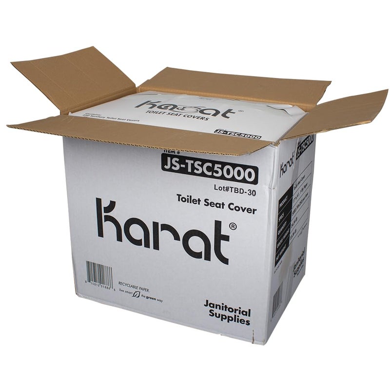 Karat Disposable Toilet Seat Covers – 5000 Sheets of Recycled Paper, Compatible with Half-Fold Dispensers for Commercial Bathroom Hygiene - Image 4